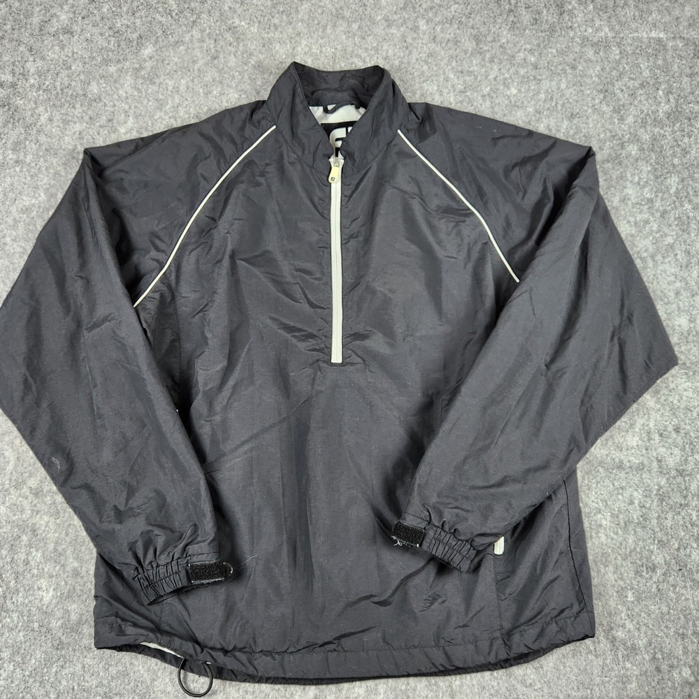 FootJoy Pullover Men L Black Golf Windbreaker Half Zip Lightweight Outerwear